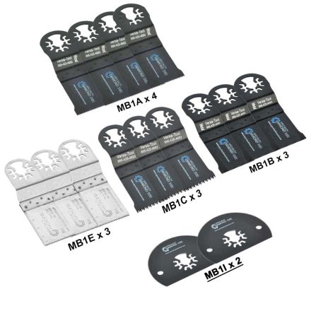 Versa Tool MBMTKIT1 Pack of 15 Universal Oscillating Multitool Blades Accessory Combo Kit For Fein, Ridgid
