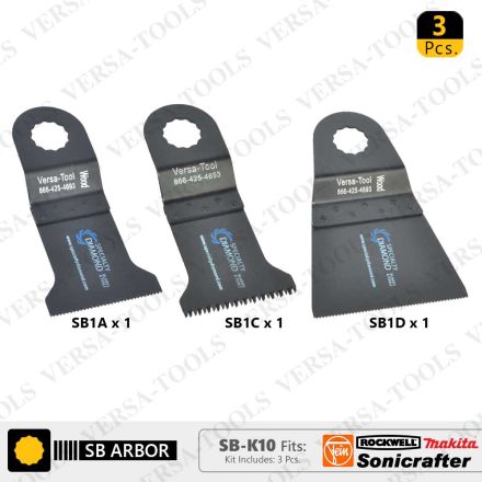 Versa Tool SB-K10 3 PC Oscillating Saw Blade Set for Sonicrafter (SB1A,1C,1D) 1 each
