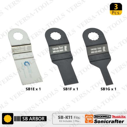 Versa Tool SB-K11 3 PC Oscillating Saw Blade Set for Sonicrafter (SB1E,1F,1G) 1 each