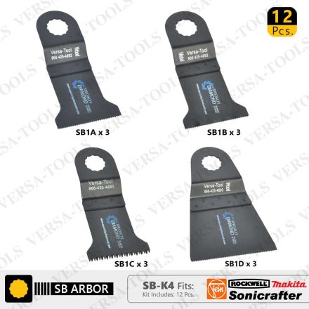 Versa Tool SB-K4 12 PC Oscillating Saw Blade Set for Sonicrafter (SB1A,1B,1C,1D) 3 each