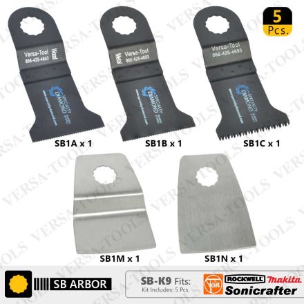 Versa Tool SB-K9 5 PC Oscillating Saw Blade Set for Sonicrafter (SB1A,1B,1C,1M,1N) 1 each